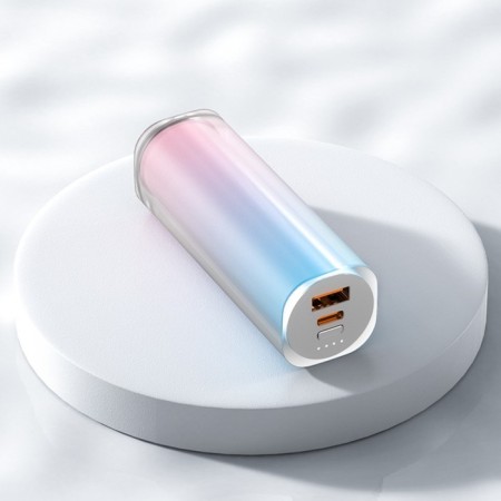 External battery Y213, 5000 mAh, USB, Type-C, 2 A, blue pink