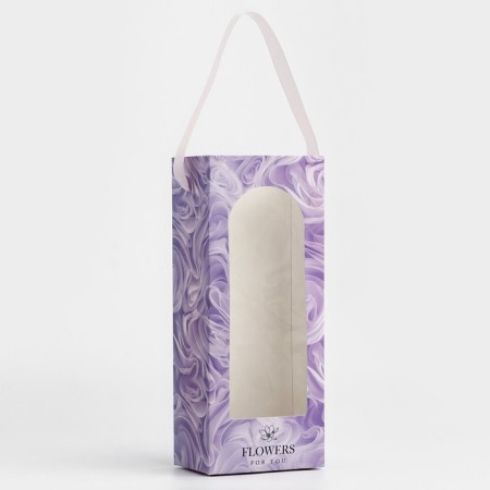 Package Pack for Flowers with a plastic window, Flowers, lilac, 30 x 12 x 8 cm-3