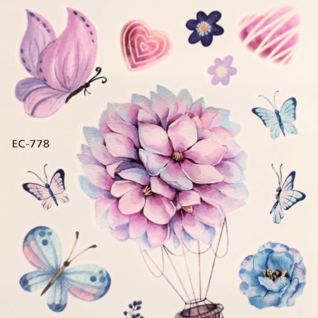 Tattoo on the body color "Flowers and butterflies" 12x7.5 cm-2