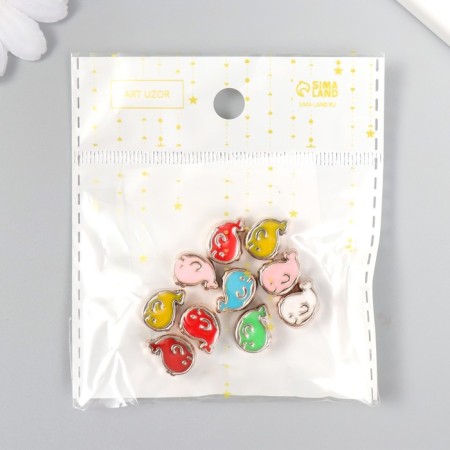 Beads for creativity plastic "Kit bright middle" mix set 10 pcs 1.4x1 cm-4