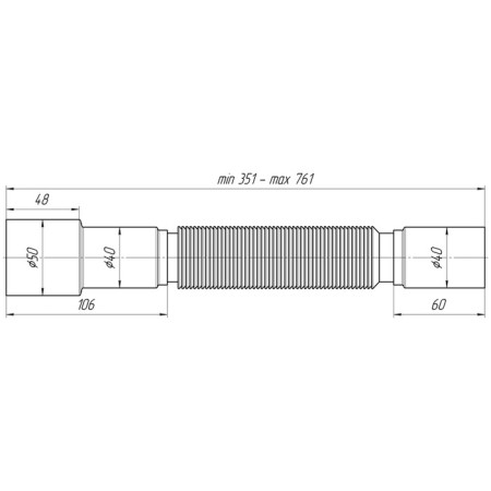 Corrugated pipe "Ani Plast" K406, 40 x 40/50 mm, l = 351-761 mm-2