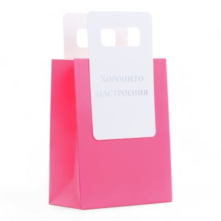 Gift package with a trimmed handle of 18 x 23 x 9 cm, fuchsia
