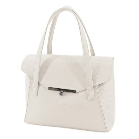 Bag women, genuine leather, white 31x12x25 cm