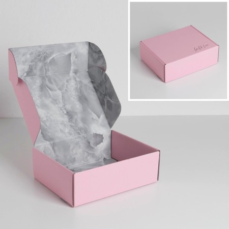 Gift double -sided folding, packaging, “marble”, 27 x 21 x 9 cm-1
