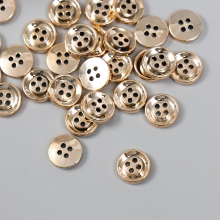 Buttons plastic for creativity 4 punctures "gold" set of 30 pcs 1.2x1.2 cm