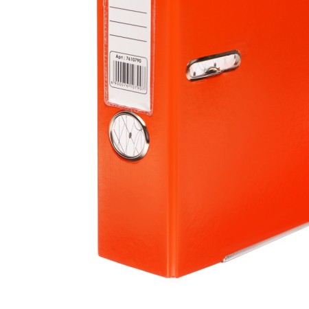A4, 50 mm, calligrata registrar folder, PVC, embossing "Len", metal edging, pocket for a spine, assembled, orange, mix-1
