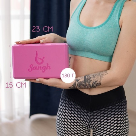 Sangh yoga block, 23x15x8 cm, pink color-3