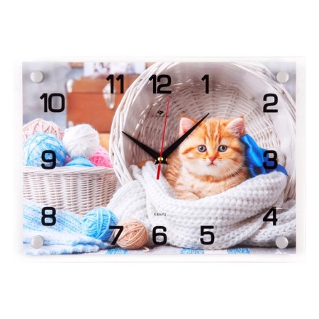 Wall clock, interior "I am in a basket", silent, 25 x 35 cm