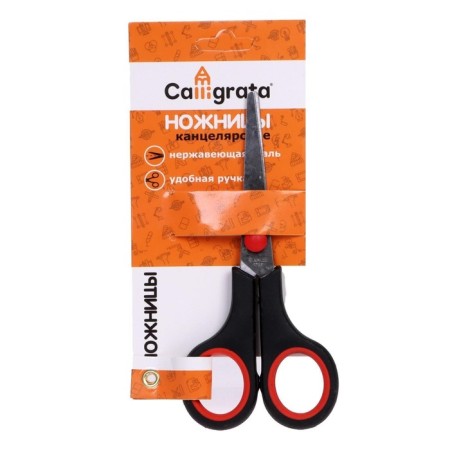 Chancellery scissors 14 cm, plastic handles, blister-1