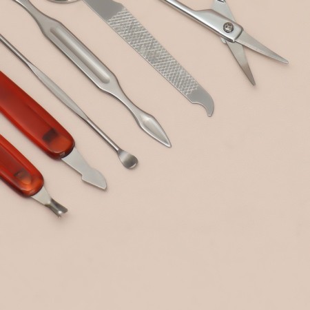 Manicure set, 10 items, in case, brown color-6