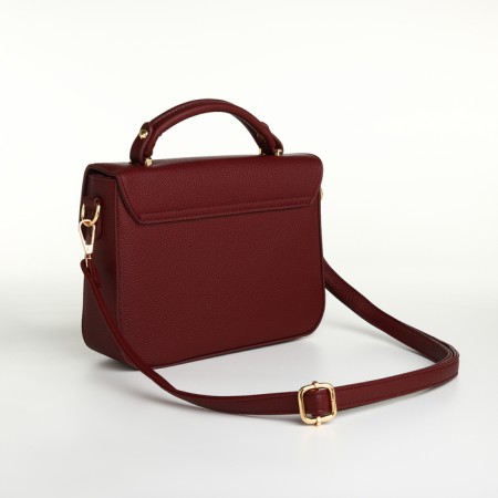 Women's bag on the valve, Textura, small size, burgundy color-4