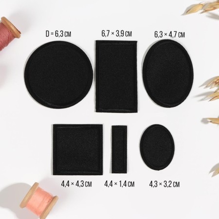 Set of patch for clothes, heat -mocks, 6 pcs, black color