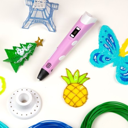 3D handle Luazon, display, work with plastic ABS and PLA, plastic in the kit, pink-2