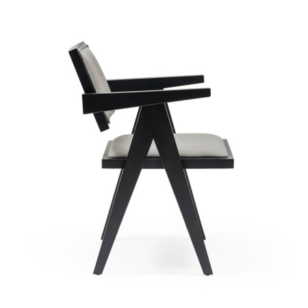 Harmony lunch chair, beech frame, polyester fabric, pageon Grey color-1