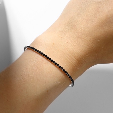 Bracelet "ice" 1 row, gray color in silver, 7 cm-4