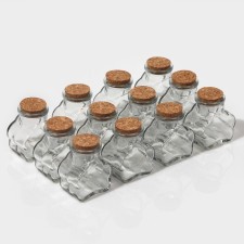 A set of glass jars for bulk products with a cork cover of the Parfa. Cloud 