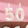 Candle in the cake anniversary "line" (set 2 in 1), number 50, pearl, 6.5 cm