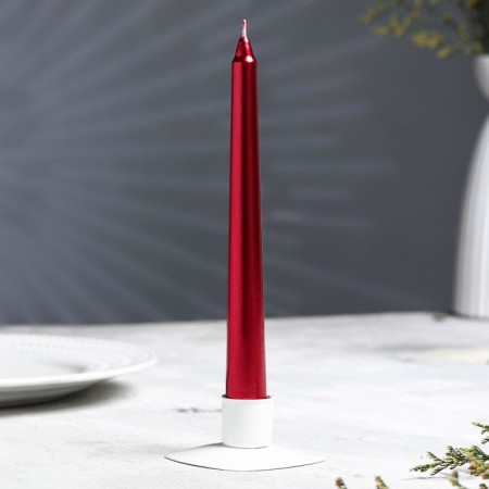 A set of antique candles, 1.9x 20 cm, 6 pieces, ruby ​​metallic-1