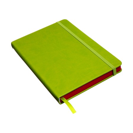 Leduced Diary A5, 140l, Cage, leatherette, elastic band, red cut, green-3
