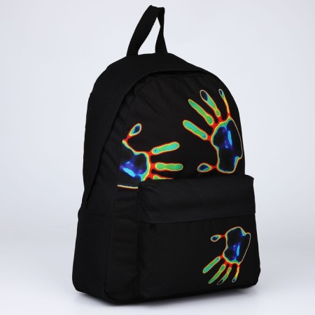 Backpack school textile "imprint", with a pocket, black color-2