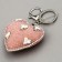 Soft toy "Volumetric Heart" with rhinestones, on a key fob, 7 cm, pink color