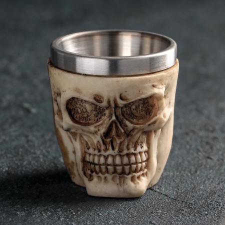 Stainless steel Stop "Skull. Halloween ", 60 ml, beige color
