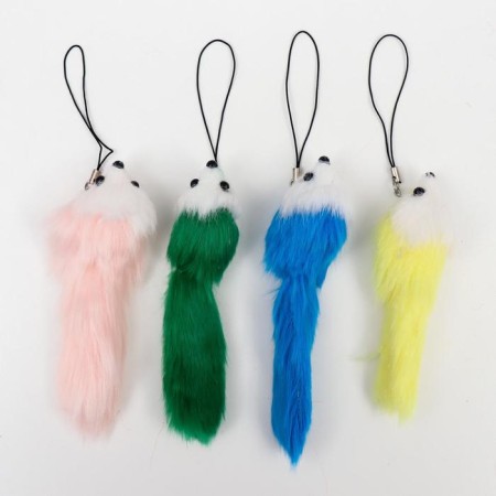 Fluffy on the pendant "Colored mouse with white muzzle" mix 12x3.5x3.5 cm-6