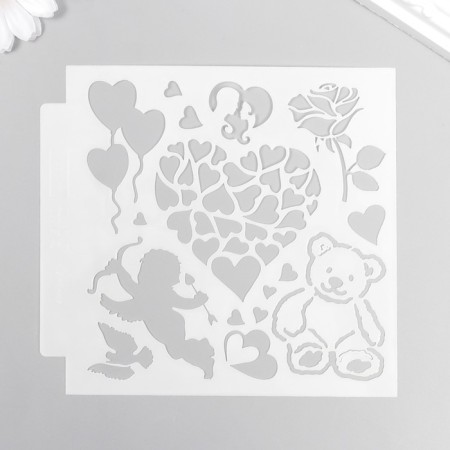 Plastic stencil "Love" 13x13 cm-3