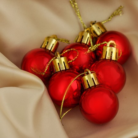 Set of balls plastic D-3 cm, 6 pcs "gloss" red