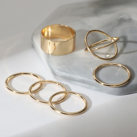 Set of rings 6 pieces "trend" line, color gold, size 17-1
