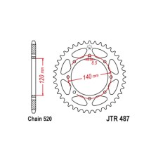 Звезда ведомая JT sprockets JTR487-46, цепь 520, 46 зубьев