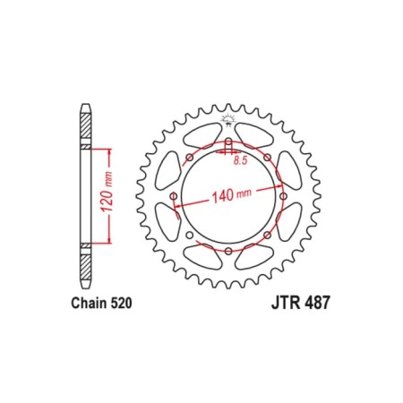Vedica star JT SPROCKETS JTR487-46, chain 520, 46 teeth