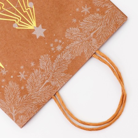Golden embossing craft package, round handle, "Born Forest" 21 x 27 x 11 cm, 120 g 10574-2