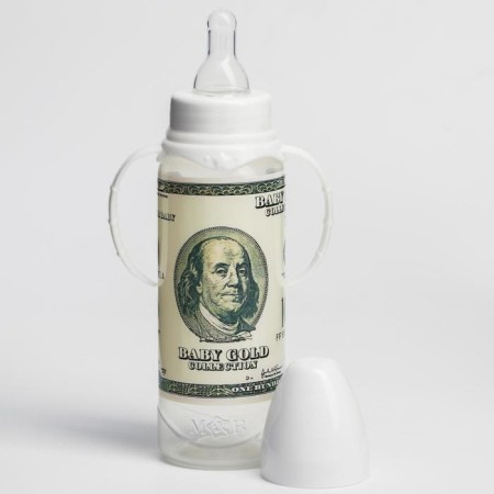 A bottle for feeding “100 dollars”, 250 ml., Classic throat, 3 months, cylinder, with handles-3