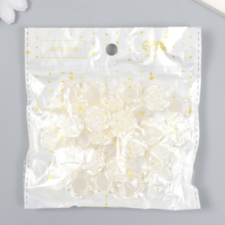 Decor for creativity Plastic "Rose" Pearl set 30 pcs 1.8x1.8 cm-3