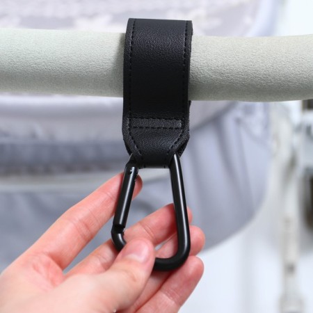 Carbine for bags for a stroller, for Velcro, eco -leather, black color-7