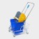 The harvester is simultaneous with vertical and grid, blue bucket 25 liters, chrome frame