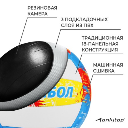 Volleyball ball Onlytop, PVC, machine stitching, 18 panels, p. 5-2