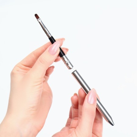 Makeup brush, compact, 17.5 cm, black/silver color-7
