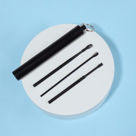 Ear cleaning set, 3 objects, d = 1.2 × 10 cm, in case, black color-2