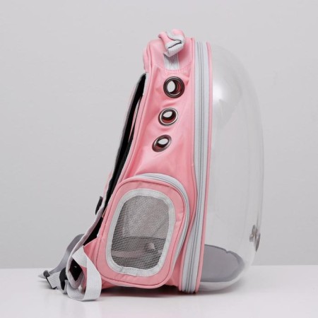 Backpack for carrying animals, transparent, 31 x 28 x 42 cm, pink-1