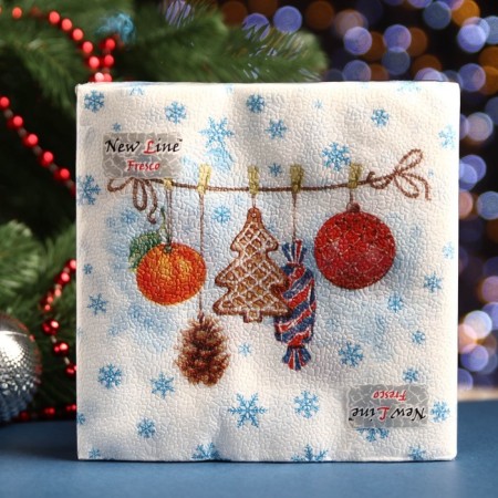 Paper Nev Line Fresco Napkins Tesemochka with gifts 2 layers 20 sheets 33*33-3