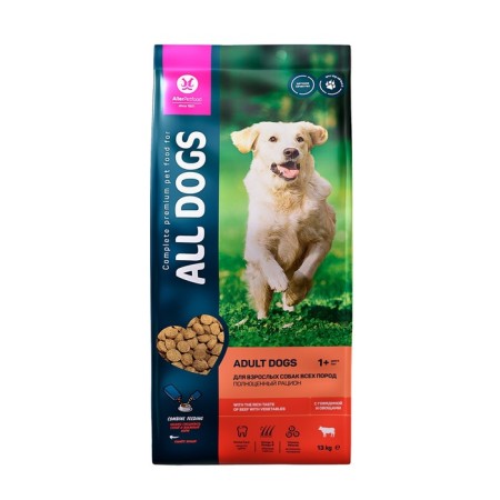 Dry food "All Dogs" for dogs, beef and vegetables, 13 kg-1