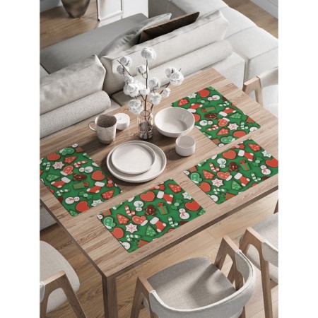 A set of napkins for setting the table "Gingerbreads", rectangular, rounded edges, size 30x46 cm, 4 pcs