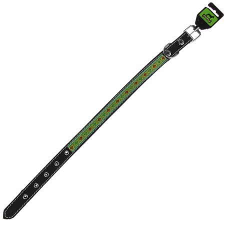 Leather collar with synthetic winterizer, with braid, 39-51 x 2.5 cm, mix-2