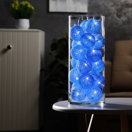 Garland "thread" 5 m with nozzles "Blue Blueberry", IP20, transparent thread, 20 LED, white glow, 220 V-7