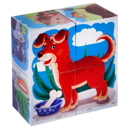 Cubes "Pets", 4 pieces, in a box-4