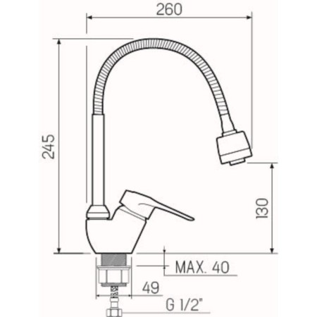 Kitchen mixer RMS SL55-016F, single-leaf, high flexible spout, chrome-1