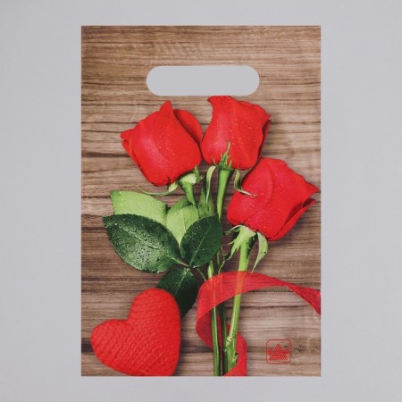Package "Fresh Roses", polyethylene with a cut pen, 20 x 30 cm, 30 μm