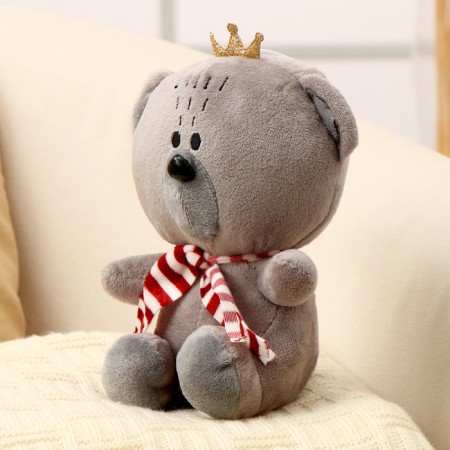 Soft toy "Bear with a crown", 18 cm, color gray color-2